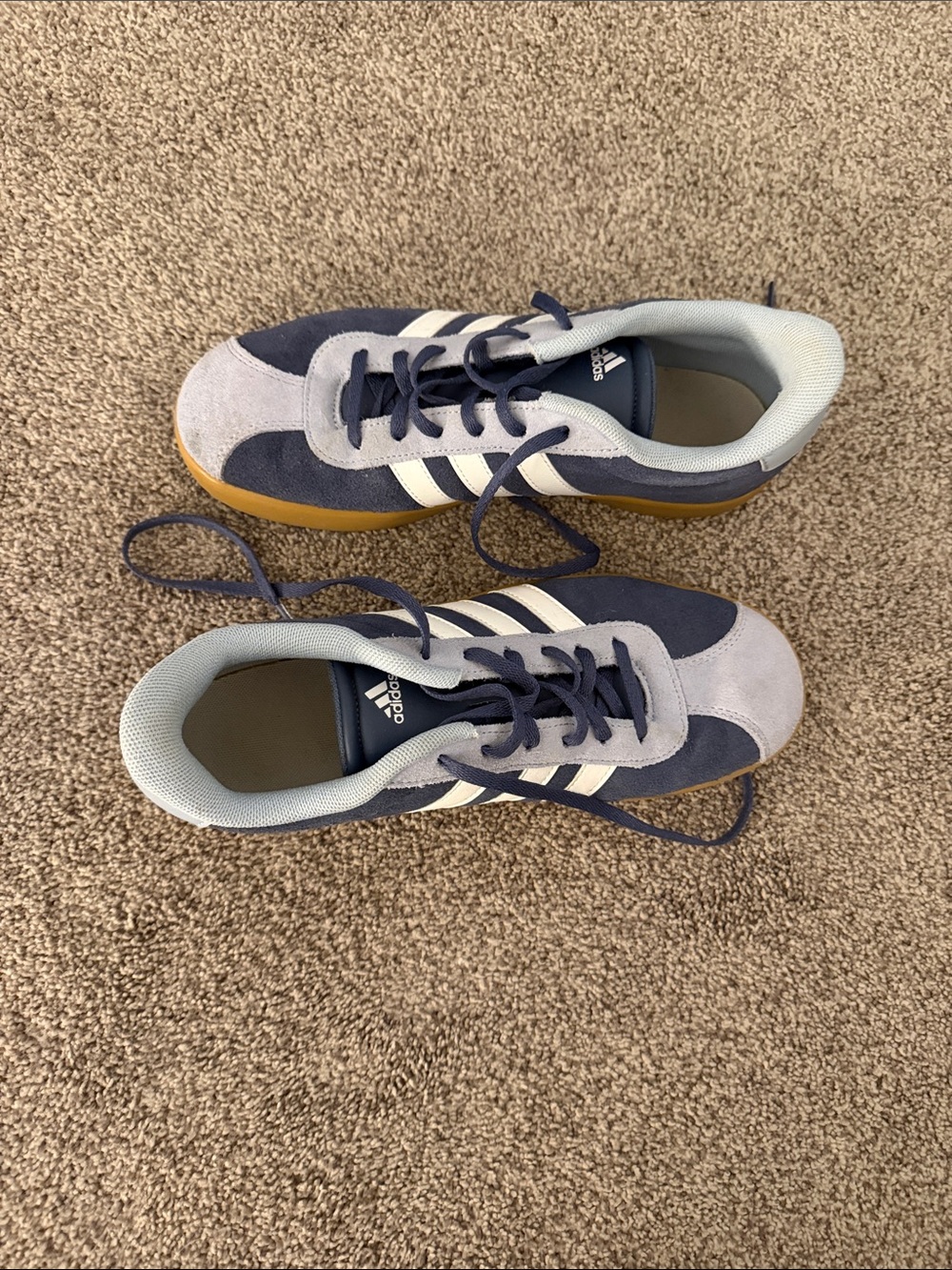 adidas Kids Navy, Light Gray and White Lace-Up Sneakers
